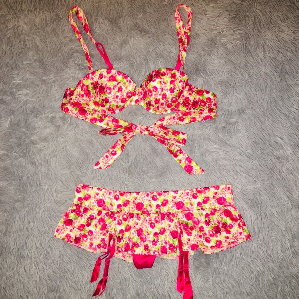 Victoria Secret floral bra and skirt